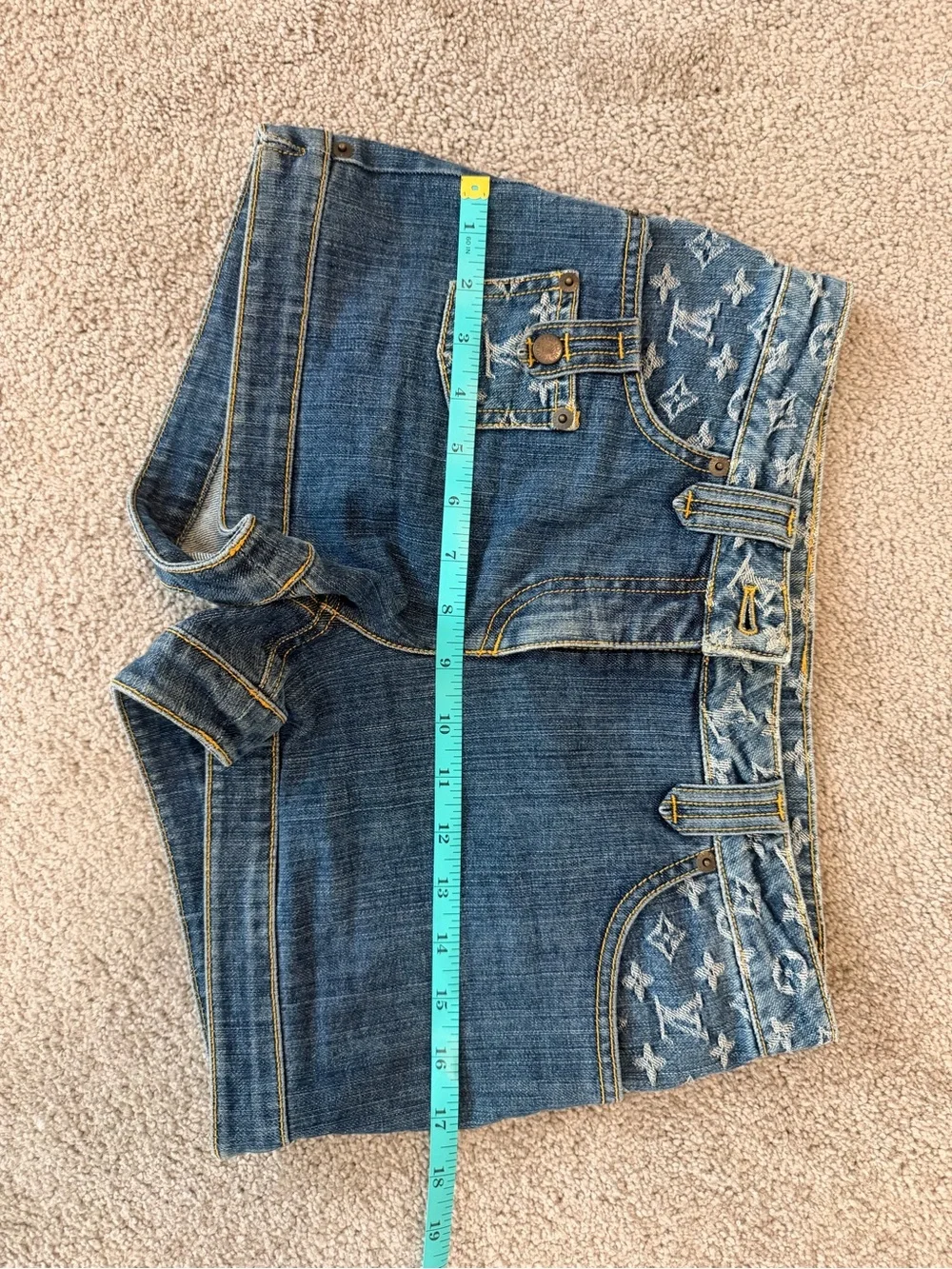 Vintage LOUIS VUITTON Marc Jacobs Monogram Denim Shorts FR 36 US 2 4 Y2K 2000s